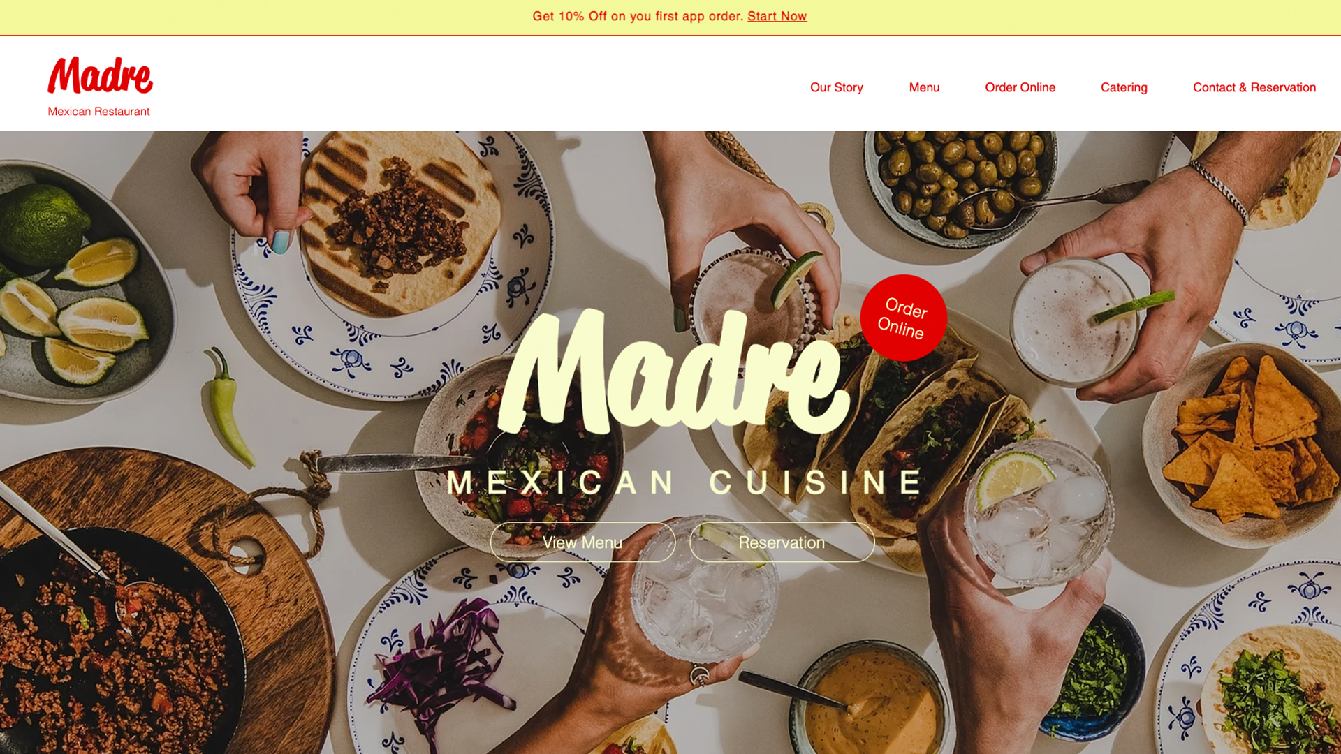 Mexican Restaurants website example by Davisify