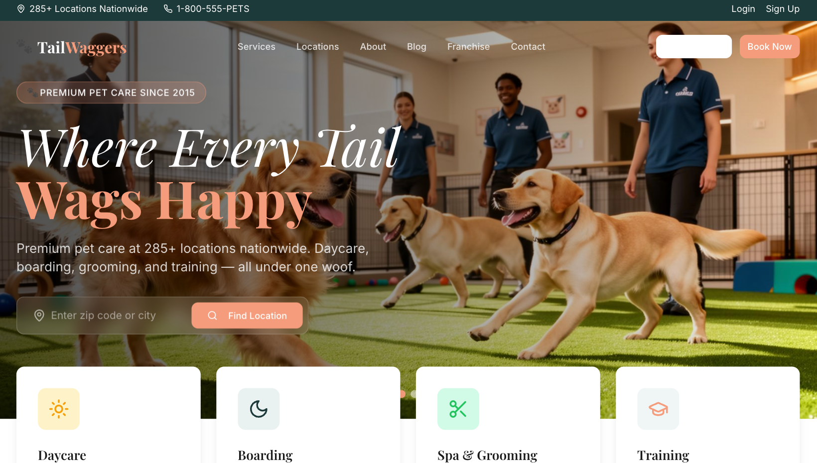 Dog Walking & Pet Care website example by Davisify