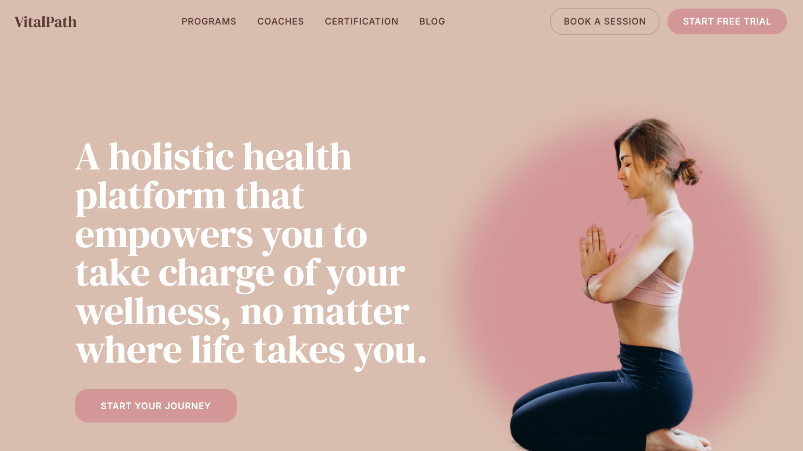 Yoga & Wellness Studios website example by Davisify